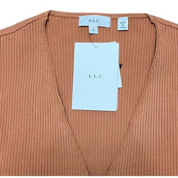 A.L.C. Sz XS Dress Madison Cutout Midi Sweater Knit Terracotta ALC Minimalist - Picture 6 of 12